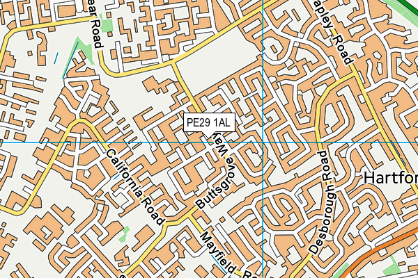 PE29 1AL map - OS VectorMap District (Ordnance Survey)
