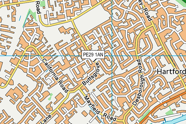 PE29 1AN map - OS VectorMap District (Ordnance Survey)