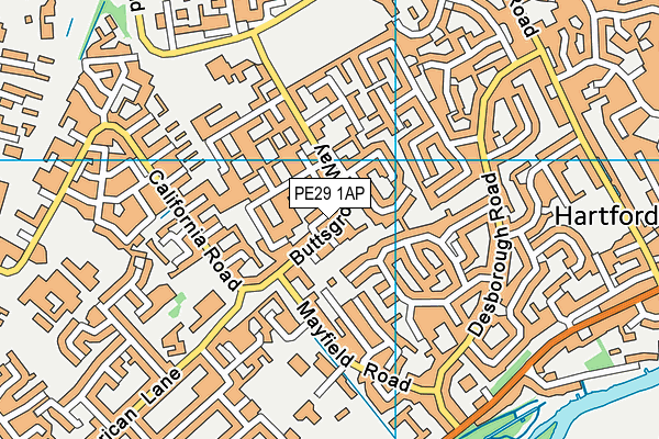 PE29 1AP map - OS VectorMap District (Ordnance Survey)