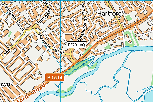 PE29 1AQ map - OS VectorMap District (Ordnance Survey)