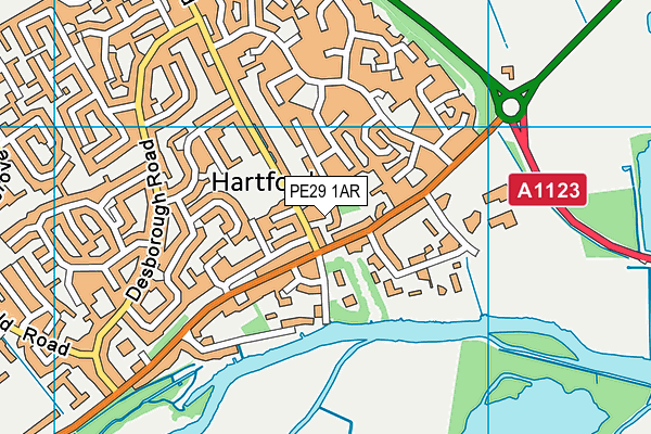 PE29 1AR map - OS VectorMap District (Ordnance Survey)