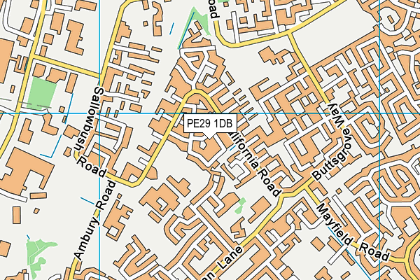 PE29 1DB map - OS VectorMap District (Ordnance Survey)