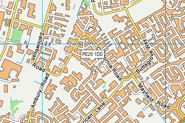 PE29 1DD map - OS VectorMap District (Ordnance Survey)