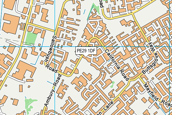 PE29 1DF map - OS VectorMap District (Ordnance Survey)