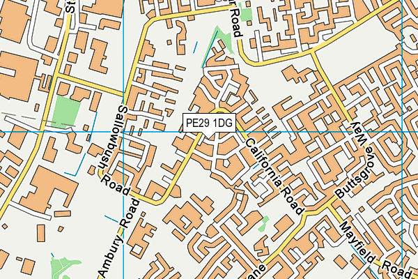 PE29 1DG map - OS VectorMap District (Ordnance Survey)