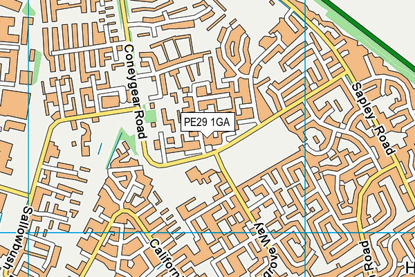 PE29 1GA map - OS VectorMap District (Ordnance Survey)