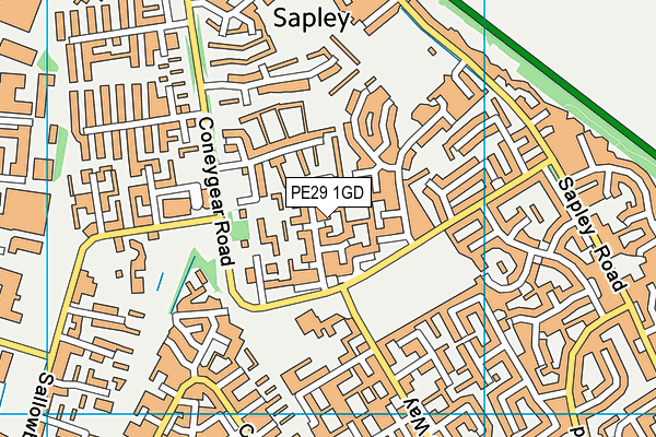 PE29 1GD map - OS VectorMap District (Ordnance Survey)