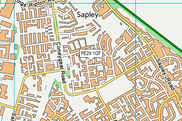 PE29 1GF map - OS VectorMap District (Ordnance Survey)