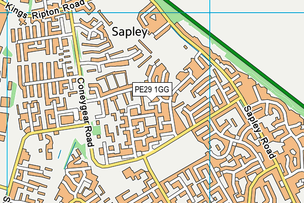 PE29 1GG map - OS VectorMap District (Ordnance Survey)