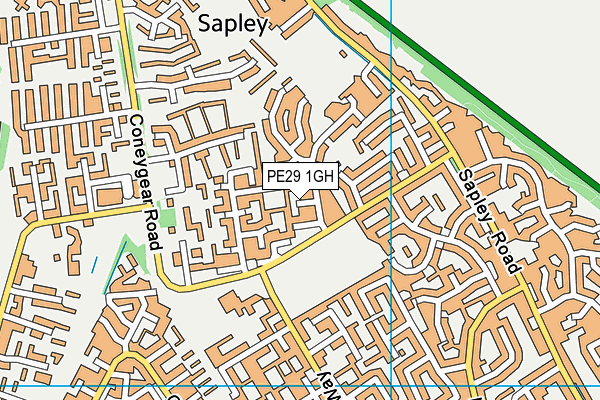 PE29 1GH map - OS VectorMap District (Ordnance Survey)
