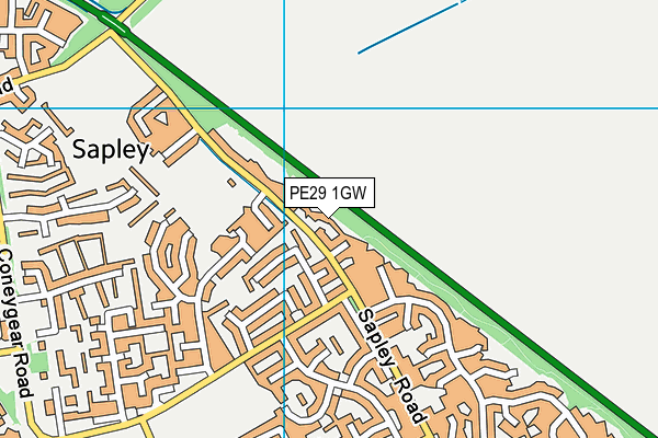 PE29 1GW map - OS VectorMap District (Ordnance Survey)