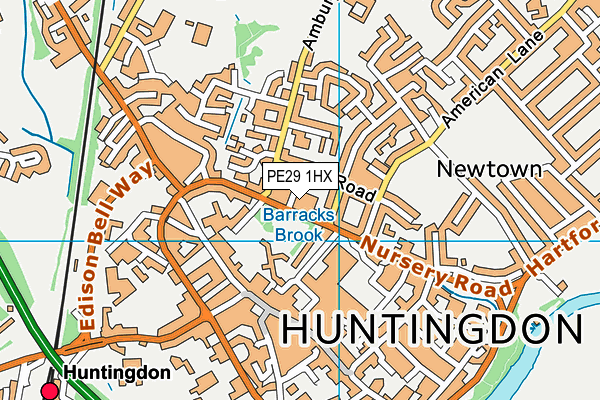 PE29 1HX map - OS VectorMap District (Ordnance Survey)