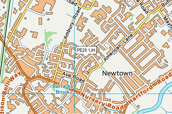 PE29 1JH map - OS VectorMap District (Ordnance Survey)