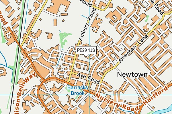 PE29 1JS map - OS VectorMap District (Ordnance Survey)