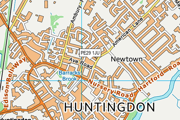 PE29 1JU map - OS VectorMap District (Ordnance Survey)