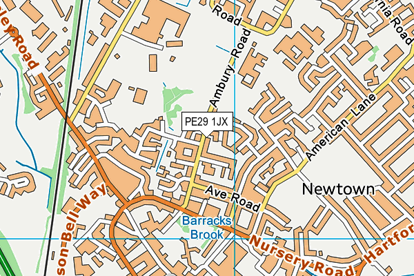 PE29 1JX map - OS VectorMap District (Ordnance Survey)