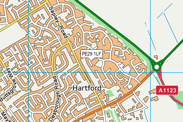 PE29 1LF map - OS VectorMap District (Ordnance Survey)