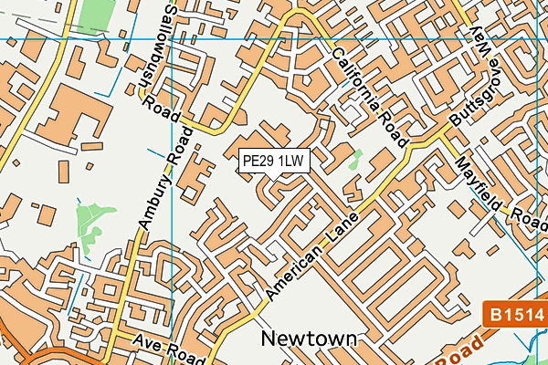 PE29 1LW map - OS VectorMap District (Ordnance Survey)