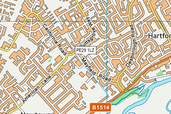 PE29 1LZ map - OS VectorMap District (Ordnance Survey)