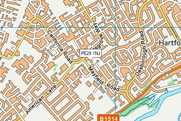 PE29 1NJ map - OS VectorMap District (Ordnance Survey)