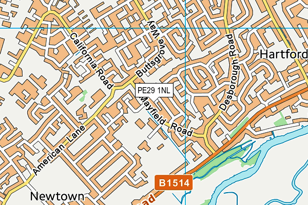 PE29 1NL map - OS VectorMap District (Ordnance Survey)
