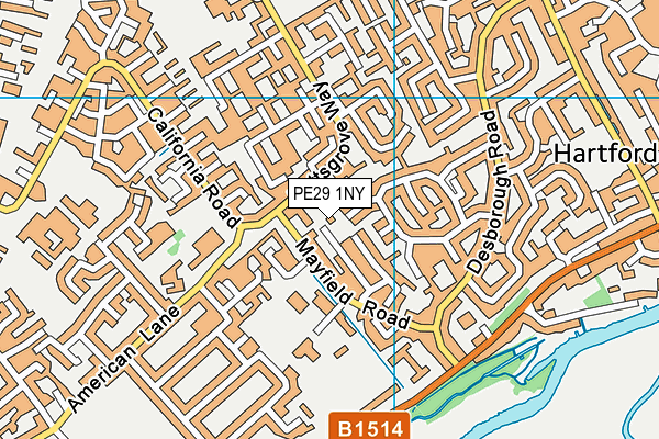 PE29 1NY map - OS VectorMap District (Ordnance Survey)