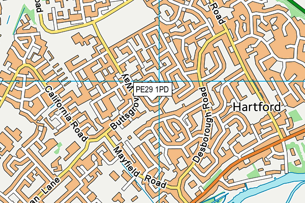 PE29 1PD map - OS VectorMap District (Ordnance Survey)