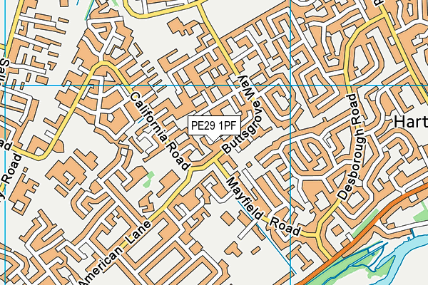 PE29 1PF map - OS VectorMap District (Ordnance Survey)