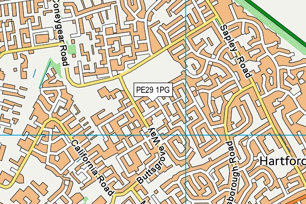 PE29 1PG map - OS VectorMap District (Ordnance Survey)