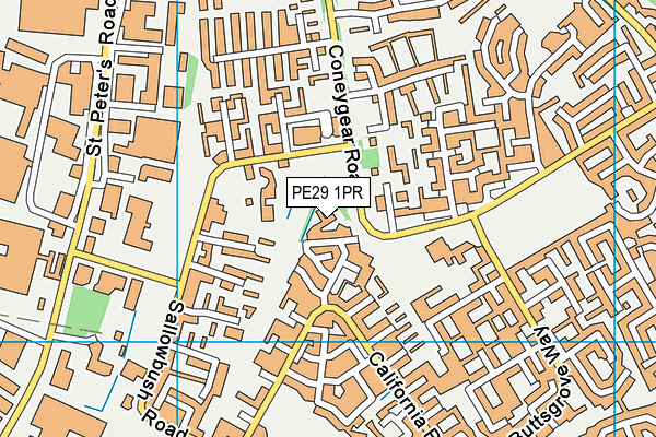 PE29 1PR map - OS VectorMap District (Ordnance Survey)