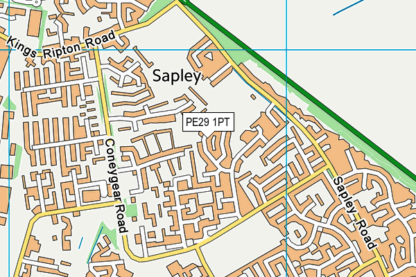 PE29 1PT map - OS VectorMap District (Ordnance Survey)