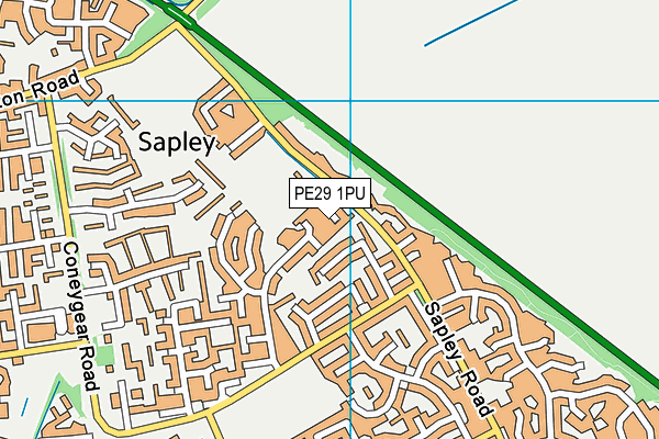 PE29 1PU map - OS VectorMap District (Ordnance Survey)