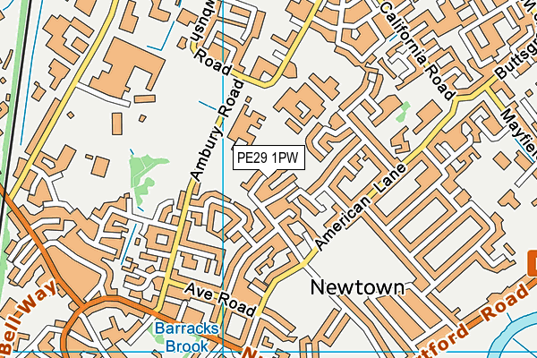 PE29 1PW map - OS VectorMap District (Ordnance Survey)