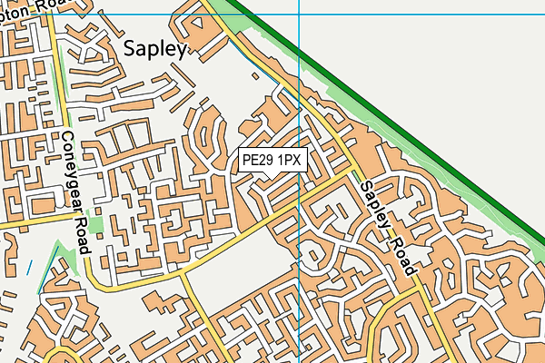 PE29 1PX map - OS VectorMap District (Ordnance Survey)