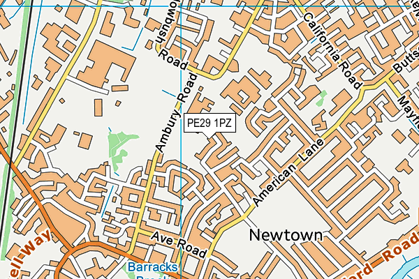 PE29 1PZ map - OS VectorMap District (Ordnance Survey)