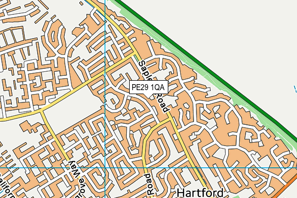 PE29 1QA map - OS VectorMap District (Ordnance Survey)