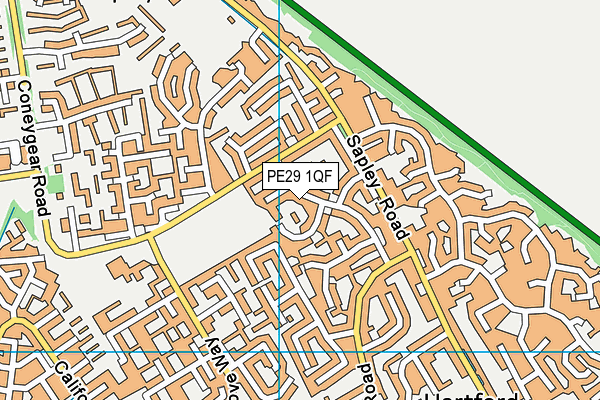 PE29 1QF map - OS VectorMap District (Ordnance Survey)