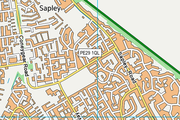 PE29 1QL map - OS VectorMap District (Ordnance Survey)