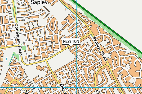 PE29 1QN map - OS VectorMap District (Ordnance Survey)