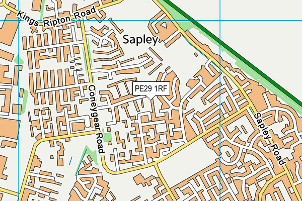 PE29 1RF map - OS VectorMap District (Ordnance Survey)