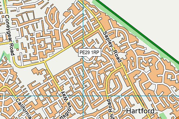 PE29 1RP map - OS VectorMap District (Ordnance Survey)