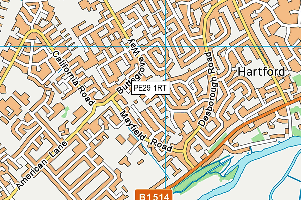 PE29 1RT map - OS VectorMap District (Ordnance Survey)