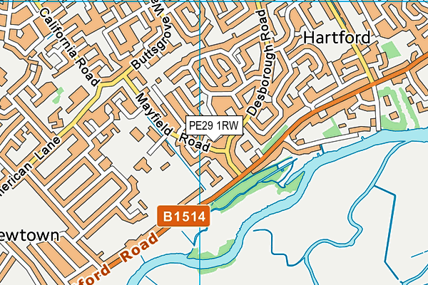 PE29 1RW map - OS VectorMap District (Ordnance Survey)