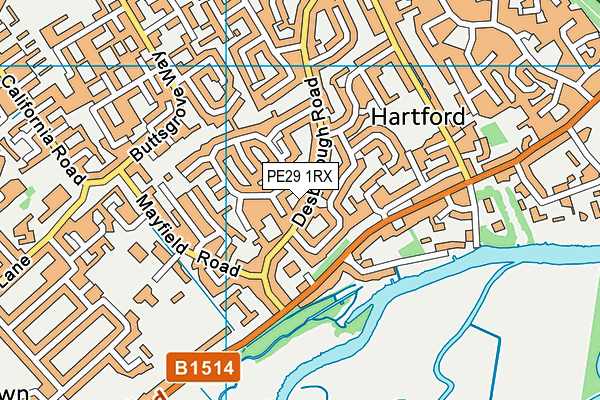 PE29 1RX map - OS VectorMap District (Ordnance Survey)