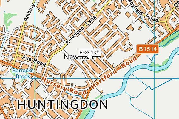 PE29 1RY map - OS VectorMap District (Ordnance Survey)