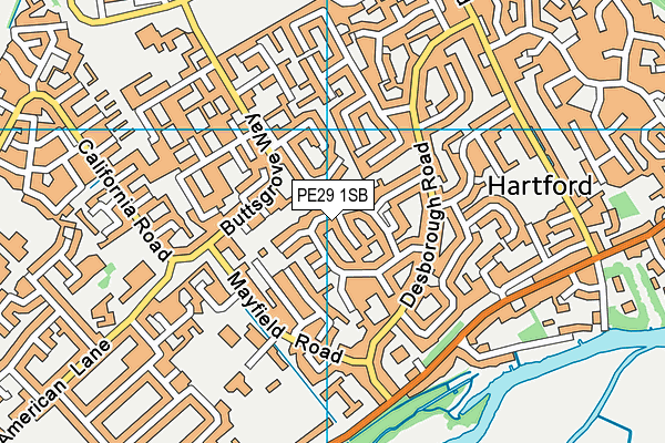 PE29 1SB map - OS VectorMap District (Ordnance Survey)