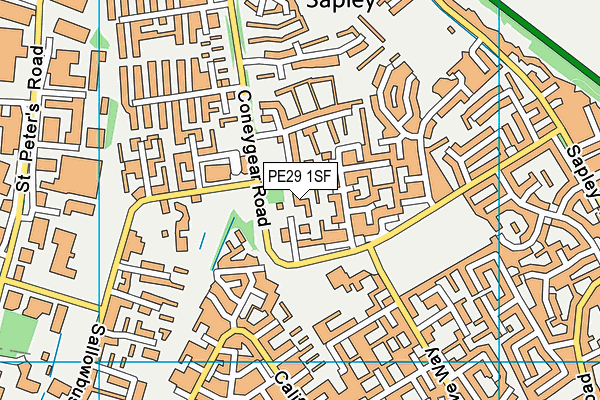 PE29 1SF map - OS VectorMap District (Ordnance Survey)