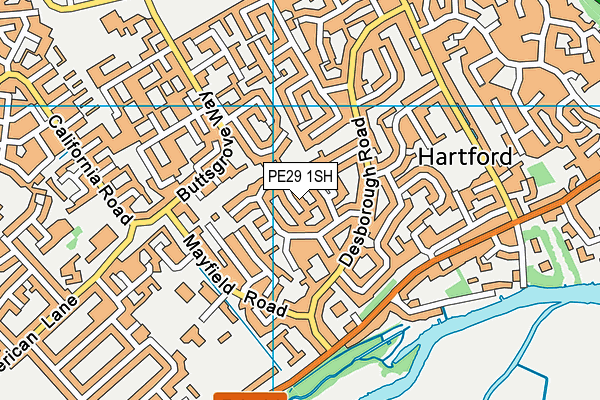 PE29 1SH map - OS VectorMap District (Ordnance Survey)