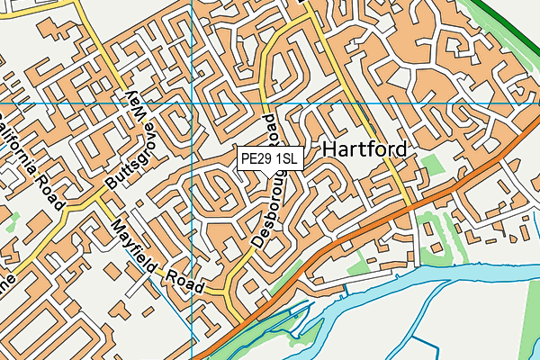 PE29 1SL map - OS VectorMap District (Ordnance Survey)