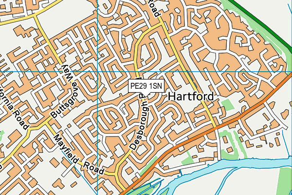 PE29 1SN map - OS VectorMap District (Ordnance Survey)